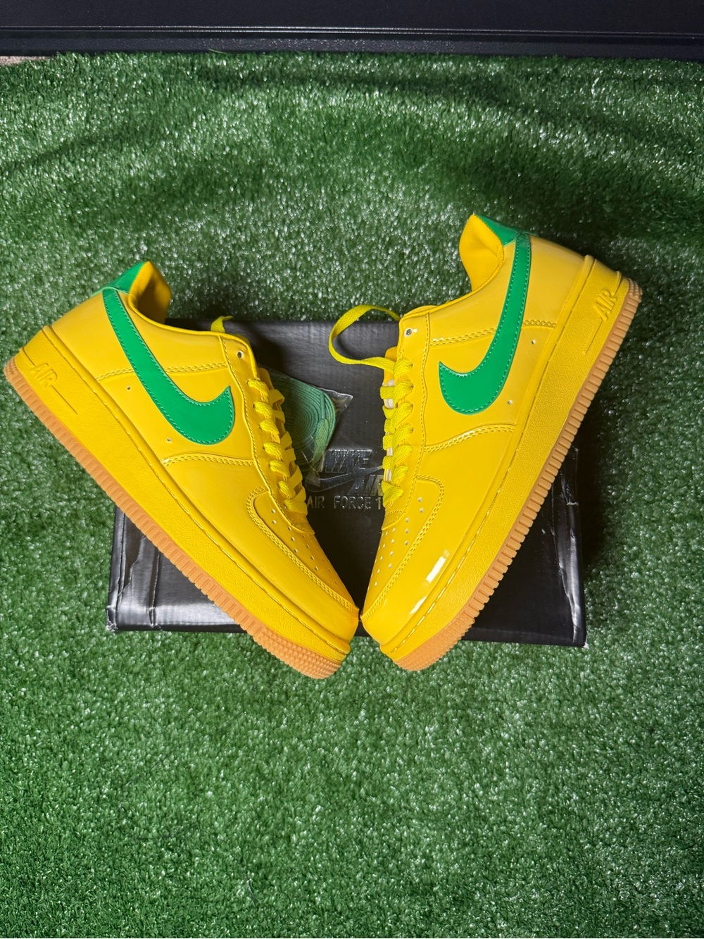 Nike Kids Sneakers in Bright Yellow with Green Swoosh